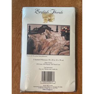 Vintage Devonshire Collection English Florals 2 Pillow Cases Cotton Roses 20x30